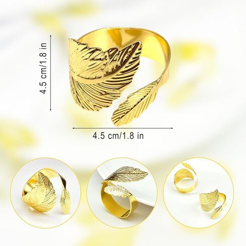 Gold Leaf Napkin Rings Set, Metal Leaf Napkin Ring Set Gold Table Napkin Holder Ring for Christmas, Fall, Halloween, Thanksgiving, Anniversary, Birthday, Party of Table Setting(12 Pcs, Gold) in Kuwait