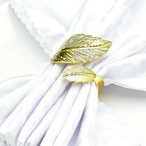 Gold Leaf Napkin Rings Set, Metal Leaf Napkin Ring Set Gold Table Napkin Holder Ring for Christmas, Fall, Halloween, Thanksgiving, Anniversary, Birthday, Party of Table Setting(12 Pcs, Gold) in Kuwait