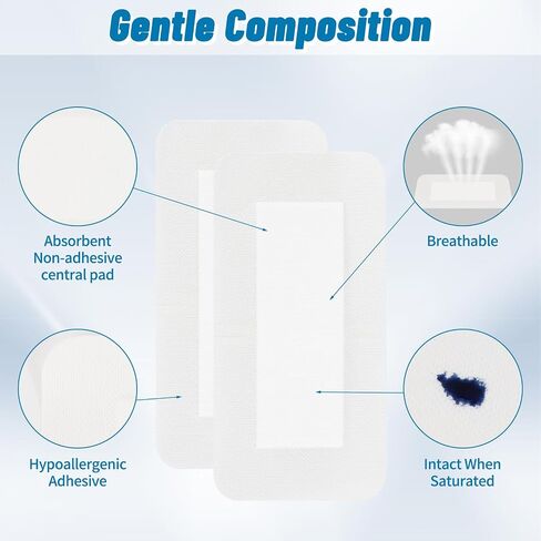 Large Waterproof Bandages - 30pcs, 4x8 Inches - Non Stick Gauze Pads - Ideal for Wound Care and Dressing - Adhesive Bandages for Large Wounds - Island Dressing in Saudi Arabia