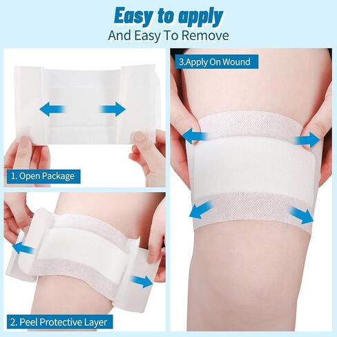 Large Waterproof Bandages - 30pcs, 4x8 Inches - Non Stick Gauze Pads - Ideal for Wound Care and Dressing - Adhesive Bandages for Large Wounds - Island Dressing in Saudi Arabia