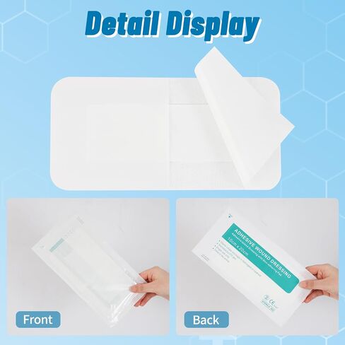 Large Waterproof Bandages - 30pcs, 4x8 Inches - Non Stick Gauze Pads - Ideal for Wound Care and Dressing - Adhesive Bandages for Large Wounds - Island Dressing in Saudi Arabia
