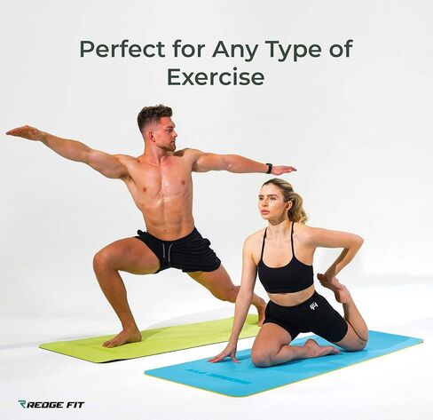 بساط تمرين Redge Fit™ مزدوج الجوانب مزود بأشرطة للحمل مصنوع من مادة TPE عالية الجودة وصديقة للبيئة بطبقة مزدوجة متعددة الوظائف للاستخدام في اليوجا والبيلاتس واللياقة البدنية والتمرين وتمارين أرضية صالة الألعاب الرياضية المنزلية in Kuwait