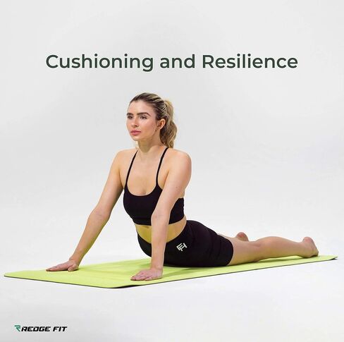بساط تمرين Redge Fit™ مزدوج الجوانب مزود بأشرطة للحمل مصنوع من مادة TPE عالية الجودة وصديقة للبيئة بطبقة مزدوجة متعددة الوظائف للاستخدام في اليوجا والبيلاتس واللياقة البدنية والتمرين وتمارين أرضية صالة الألعاب الرياضية المنزلية in Kuwait