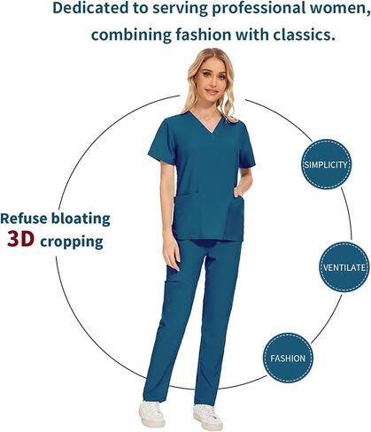 Scrubs for Women Set, Breathable Cool Stretch Fabric Scrub Top and cargo Pant Set, Nurse Scrubs Set in Saudi Arabia