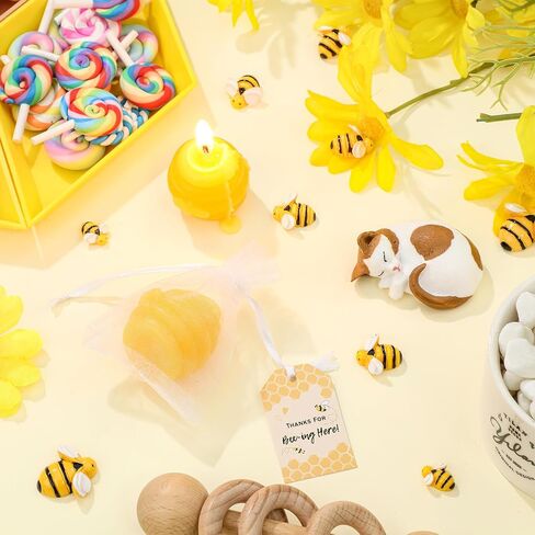 Sosation 20 Sets Beehive Candle Honeycomb Votive Candles with Thank You Tags and Organza Gift Bags for Baby Shower Party Favor Bee Themed Party Decorations Centerpieces for Tables in Saudi Arabia
