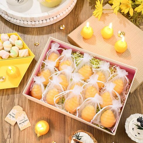 Sosation 20 Sets Beehive Candle Honeycomb Votive Candles with Thank You Tags and Organza Gift Bags for Baby Shower Party Favor Bee Themed Party Decorations Centerpieces for Tables in Saudi Arabia