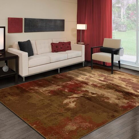 Superior Indoor Large Area Rug, Modern Abstract Throw, Decor for Bedroom, Living Room, Kitchen/Dining, Dorm, Office, Entryway, Hardwood Floor, Jute Backing, Pixie Collection, 8' x 10', Maroon in Saudi Arabia