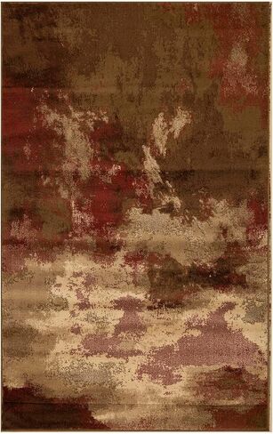 Superior Indoor Large Area Rug, Modern Abstract Throw, Decor for Bedroom, Living Room, Kitchen/Dining, Dorm, Office, Entryway, Hardwood Floor, Jute Backing, Pixie Collection, 8' x 10', Maroon in Saudi Arabia