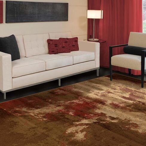 Superior Indoor Large Area Rug, Modern Abstract Throw, Decor for Bedroom, Living Room, Kitchen/Dining, Dorm, Office, Entryway, Hardwood Floor, Jute Backing, Pixie Collection, 8' x 10', Maroon in Saudi Arabia