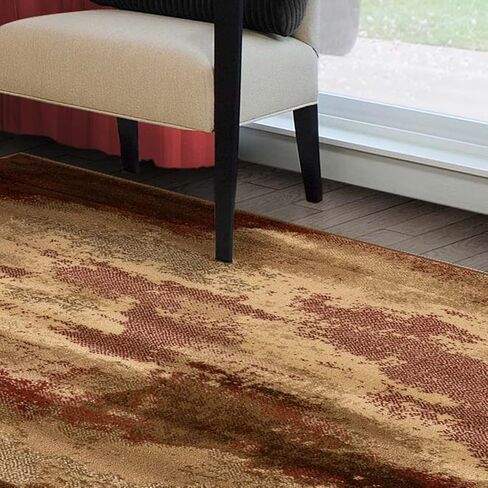 Superior Indoor Large Area Rug, Modern Abstract Throw, Decor for Bedroom, Living Room, Kitchen/Dining, Dorm, Office, Entryway, Hardwood Floor, Jute Backing, Pixie Collection, 8' x 10', Maroon in Saudi Arabia