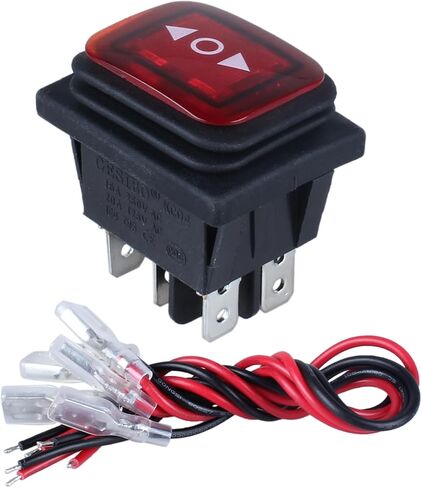 Waterproof Rocker Switch 20A AC 110V 6 Pins 3 Positions ON-Off-ON Toggle Switch with Wires (Latching Green LED) in Saudi Arabia