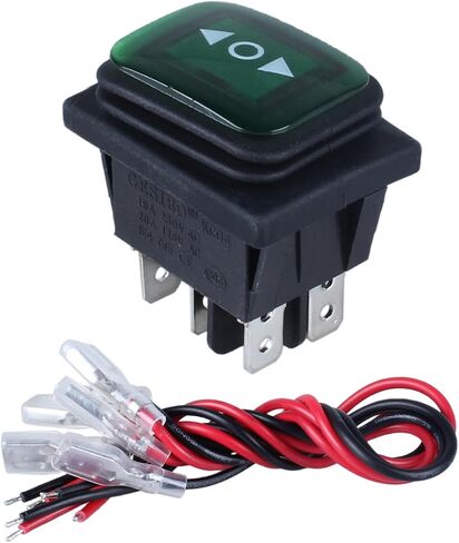 Waterproof Rocker Switch 20A AC 110V 6 Pins 3 Positions ON-Off-ON Toggle Switch with Wires (Latching Green LED) in Saudi Arabia