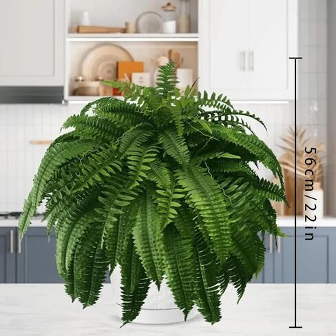 Resistant Lifelike Artificial Boston Fern, Artificial Ferns for Outdoors, Faux Ferns Fake Ferns Artificial Plants, Artificial Boston Fern for Window Home Decor (2Pcs-56Branches) in Saudi Arabia
