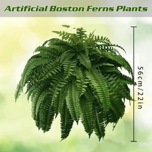 Resistant Lifelike Artificial Boston Fern, Artificial Ferns for Outdoors, Faux Ferns Fake Ferns Artificial Plants, Artificial Boston Fern for Window Home Decor (2Pcs-56Branches) in Saudi Arabia