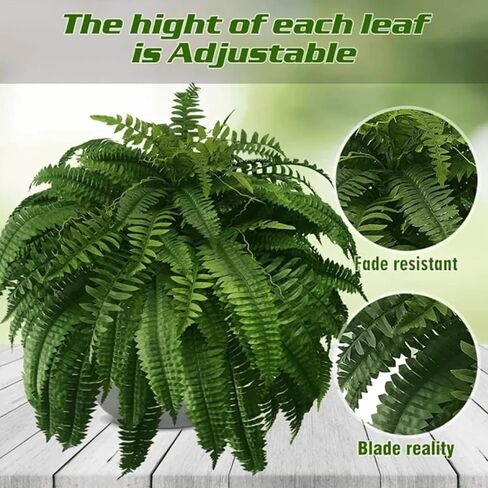 Resistant Lifelike Artificial Boston Fern, Artificial Ferns for Outdoors, Faux Ferns Fake Ferns Artificial Plants, Artificial Boston Fern for Window Home Decor (2Pcs-56Branches) in Saudi Arabia