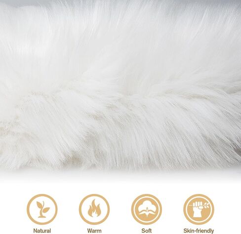 Dikoaina Classic Soft Faux Sheepskin Fur Rug White Fluffy Area Rug Shag Rug Carpets for Bedroom Living Room (2ft x3ft (sheepskin), Beige) in Saudi Arabia