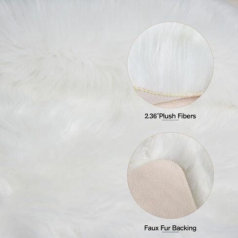 Dikoaina Classic Soft Faux Sheepskin Fur Rug White Fluffy Area Rug Shag Rug Carpets for Bedroom Living Room (2ft x3ft (sheepskin), Beige) in Saudi Arabia