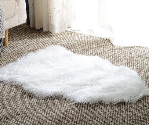Dikoaina Classic Soft Faux Sheepskin Fur Rug White Fluffy Area Rug Shag Rug Carpets for Bedroom Living Room (2ft x3ft (sheepskin), Beige) in Saudi Arabia