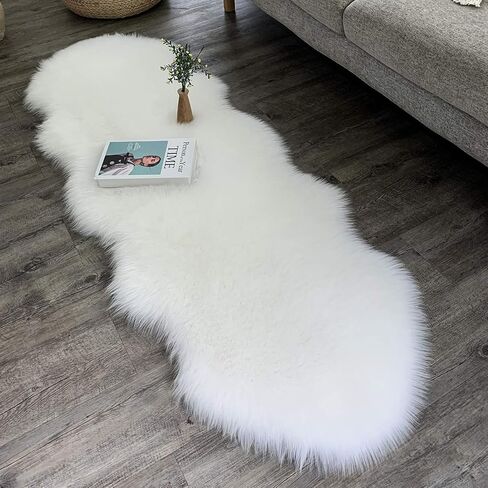 Dikoaina Classic Soft Faux Sheepskin Fur Rug White Fluffy Area Rug Shag Rug Carpets for Bedroom Living Room (2ft x3ft (sheepskin), Beige) in Saudi Arabia