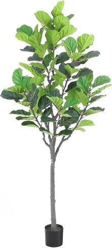 Tall Faux Fiddle Leaf Fig Tree，6ft(72in) Potted Artificial Fiddle Leaf Fig Tree, Fake Fiddle Leaf Tree Indoor Outdoor with Realistic Texture for Home Office Living Room Bedroom Floor Decor. in Saudi Arabia