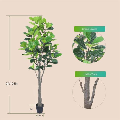 Tall Faux Fiddle Leaf Fig Tree，6ft(72in) Potted Artificial Fiddle Leaf Fig Tree, Fake Fiddle Leaf Tree Indoor Outdoor with Realistic Texture for Home Office Living Room Bedroom Floor Decor. in Saudi Arabia