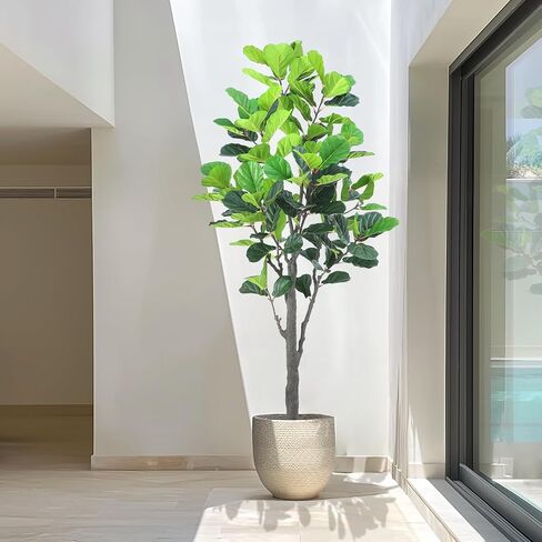 Tall Faux Fiddle Leaf Fig Tree，6ft(72in) Potted Artificial Fiddle Leaf Fig Tree, Fake Fiddle Leaf Tree Indoor Outdoor with Realistic Texture for Home Office Living Room Bedroom Floor Decor. in Saudi Arabia