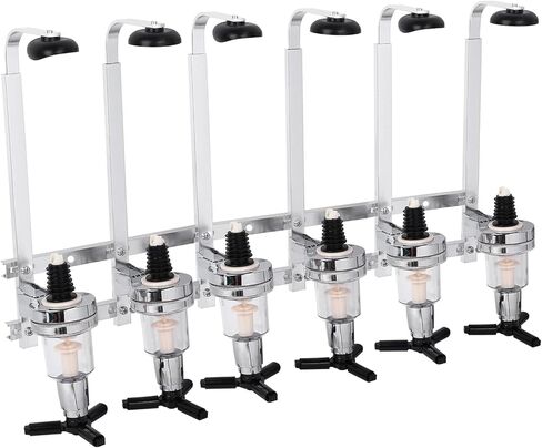Wall Mounted 6-Bottle Liquor Dispenser, Bar Butler Beverage Stand, Optic Spirit Drinkware Set - Perfect for Home Bar, Wine, Beer, Cocktail Dispensing in Saudi Arabia