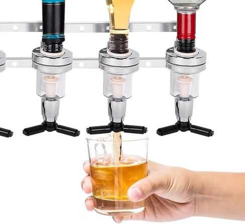 Wall Mounted 6-Bottle Liquor Dispenser, Bar Butler Beverage Stand, Optic Spirit Drinkware Set - Perfect for Home Bar, Wine, Beer, Cocktail Dispensing in Saudi Arabia