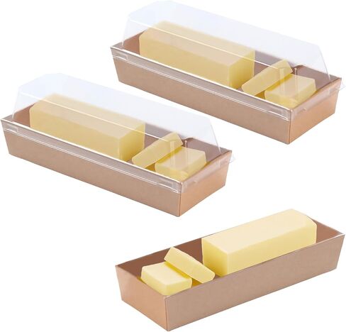 Butter Dish with Clear Lid for Countertop 6 Pack, Butter Keeper with Lid, Cardboard Butter Holder Container for West/East Coast Butter, Brown in Saudi Arabia