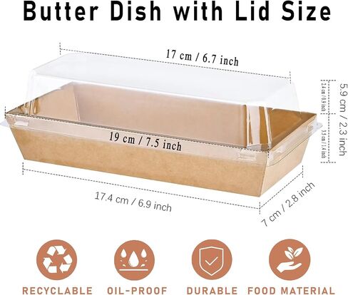 Butter Dish with Clear Lid for Countertop 6 Pack, Butter Keeper with Lid, Cardboard Butter Holder Container for West/East Coast Butter, Brown in Saudi Arabia