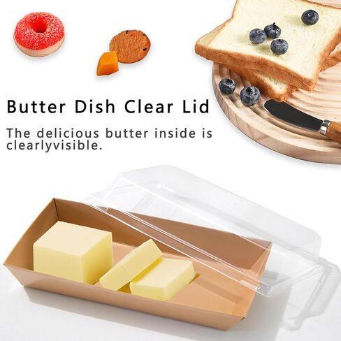 Butter Dish with Clear Lid for Countertop 6 Pack, Butter Keeper with Lid, Cardboard Butter Holder Container for West/East Coast Butter, Brown in Saudi Arabia