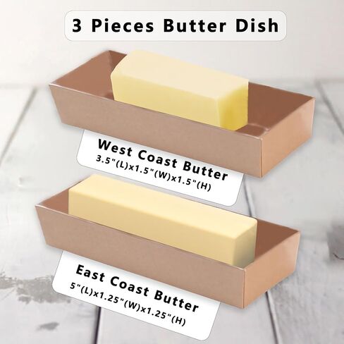 Butter Dish with Clear Lid for Countertop 6 Pack, Butter Keeper with Lid, Cardboard Butter Holder Container for West/East Coast Butter, Brown in Saudi Arabia