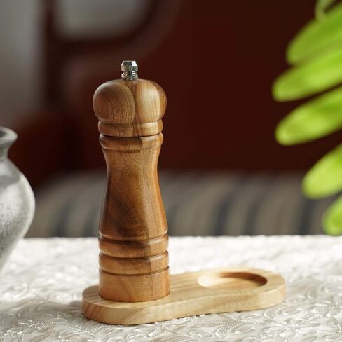 Pepper Mill, Pepper Grinder with Adjustable Ceramic Grinder, Acacia Wood, Height 16.5 cm / 6 inch in Saudi Arabia