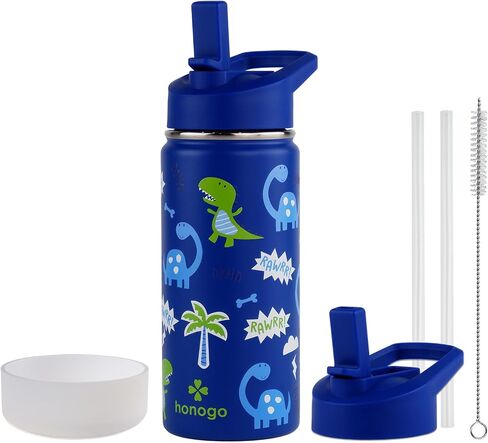 16 oz Stainless Steel Insulated Kids Water Bottle, Leak Proof Metal Thermos Flask with Straw lid, Cute Toddler Tumbler Cup for School Girls & Boys (Beige, Unicorn) in Saudi Arabia