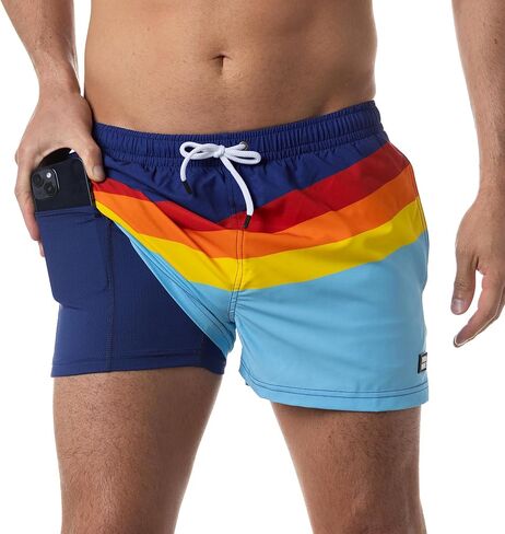 Third Wave Swim Trunks for Men with Compression Liner and 3 Inch Inseam - Premium Swim Shorts and Bathing Suit for Swimming in Saudi Arabia