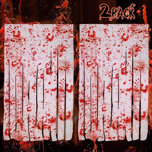 قطعتان من ديكورات باب الهالوين، ستارة باب بطبعة يد الهالوين للهالوين، ستارة المدخل، قماش مخيف، ديكور رعب للمنزل المسكون لحفلة الهالوين in Kuwait