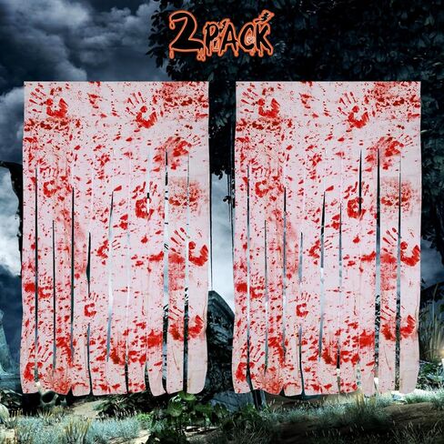 قطعتان من ديكورات باب الهالوين، ستارة باب بطبعة يد الهالوين للهالوين، ستارة المدخل، قماش مخيف، ديكور رعب للمنزل المسكون لحفلة الهالوين in Kuwait