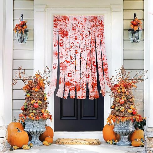 قطعتان من ديكورات باب الهالوين، ستارة باب بطبعة يد الهالوين للهالوين، ستارة المدخل، قماش مخيف، ديكور رعب للمنزل المسكون لحفلة الهالوين in Kuwait