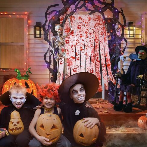 قطعتان من ديكورات باب الهالوين، ستارة باب بطبعة يد الهالوين للهالوين، ستارة المدخل، قماش مخيف، ديكور رعب للمنزل المسكون لحفلة الهالوين in Kuwait