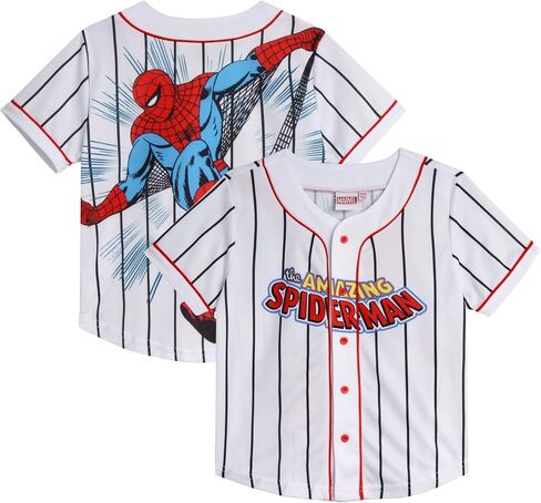 Marvel Boys' Spider-Man Baseball Jersey - Novelty Fashion Vintage Spidey Shirt - Avengers Jersey Top for Boys (4-20) in Saudi Arabia