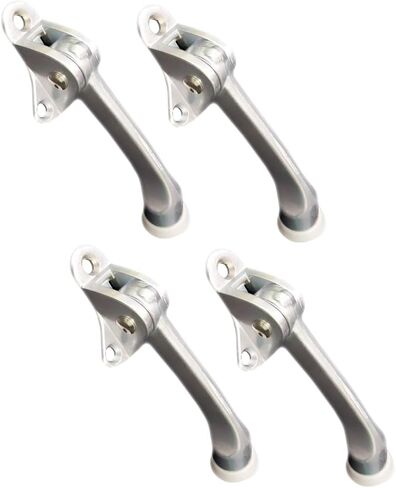 QCAA Heavy Duty Kickdown Door Stopper, 5", Zinc Die Cast, Satin Chrome, 1 Pack, Made in Taiwan in Saudi Arabia