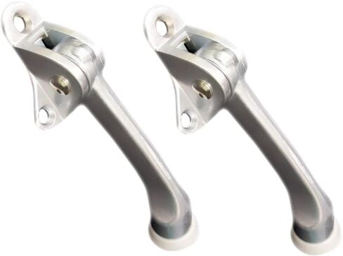 QCAA Heavy Duty Kickdown Door Stopper, 5", Zinc Die Cast, Satin Chrome, 1 Pack, Made in Taiwan in Saudi Arabia
