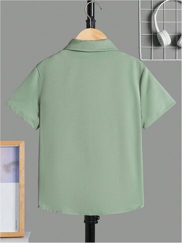 COZYEASE Boy's Button Down Shirt Sleeve Shirt Tops Casual Solid Collar Shirt Trendy Summer Tops in Saudi Arabia