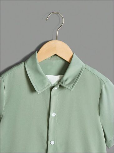 COZYEASE Boy's Button Down Shirt Sleeve Shirt Tops Casual Solid Collar Shirt Trendy Summer Tops in Saudi Arabia