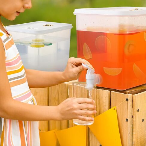 Domensi 2 Pack 2.5 Gallon Drink Dispenser for Fridge with Spigot Water Dispenser Leak Proof Lids Filter Screen Beverage Juice Container Sealed Plastic Lemonade Milk Cold Hot Drink Tea Jug for Party in Saudi Arabia