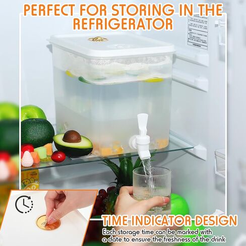 Domensi 2 Pack 2.5 Gallon Drink Dispenser for Fridge with Spigot Water Dispenser Leak Proof Lids Filter Screen Beverage Juice Container Sealed Plastic Lemonade Milk Cold Hot Drink Tea Jug for Party in Kuwait