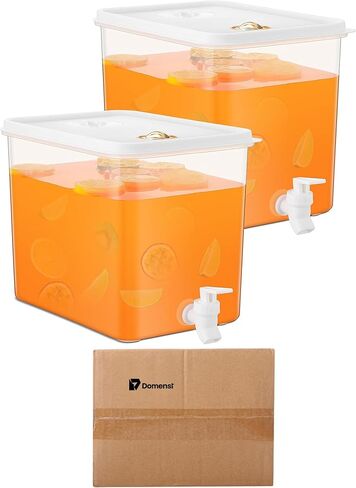 Domensi 2 Pack 2.5 Gallon Drink Dispenser for Fridge with Spigot Water Dispenser Leak Proof Lids Filter Screen Beverage Juice Container Sealed Plastic Lemonade Milk Cold Hot Drink Tea Jug for Party in Saudi Arabia