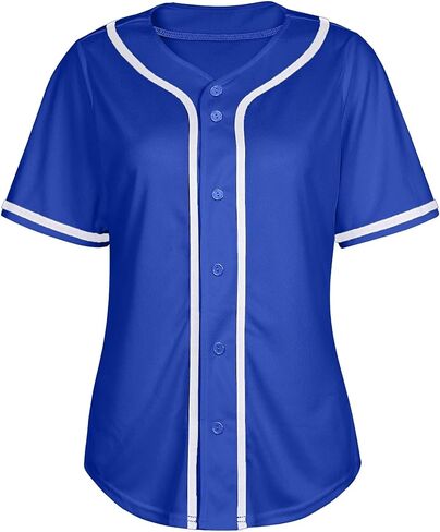 قميص جيرسيه بيسبول نسائي بأزرار سفلية، قمصان جيرسيه البيسبول بأكمام قصيرة، قمصان هيب هوب النشطة in Kuwait