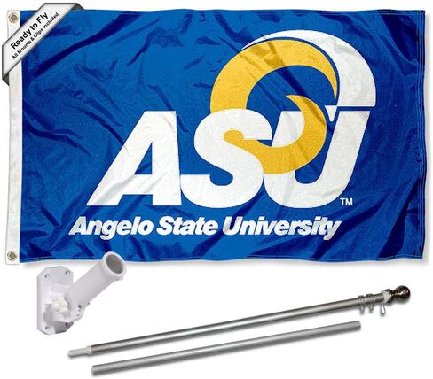 علم Angelo State Rams مع مجموعة الجامعة وحامل القطب in Saudi Arabia