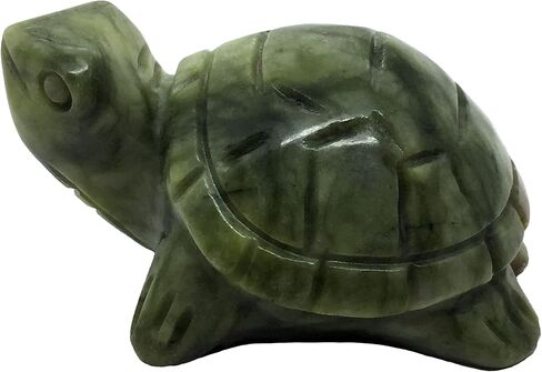 سلحفاة طبيعية أفعواني اليشم الأحجار الكريمة الحيوان نحت سحر الطوطم تمثال، 3 بوصة in Kuwait